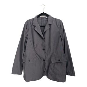 Ines De La Fressange Paris Blazer Women’s XL Gray Cotton Nylon Jacket Uniqlo